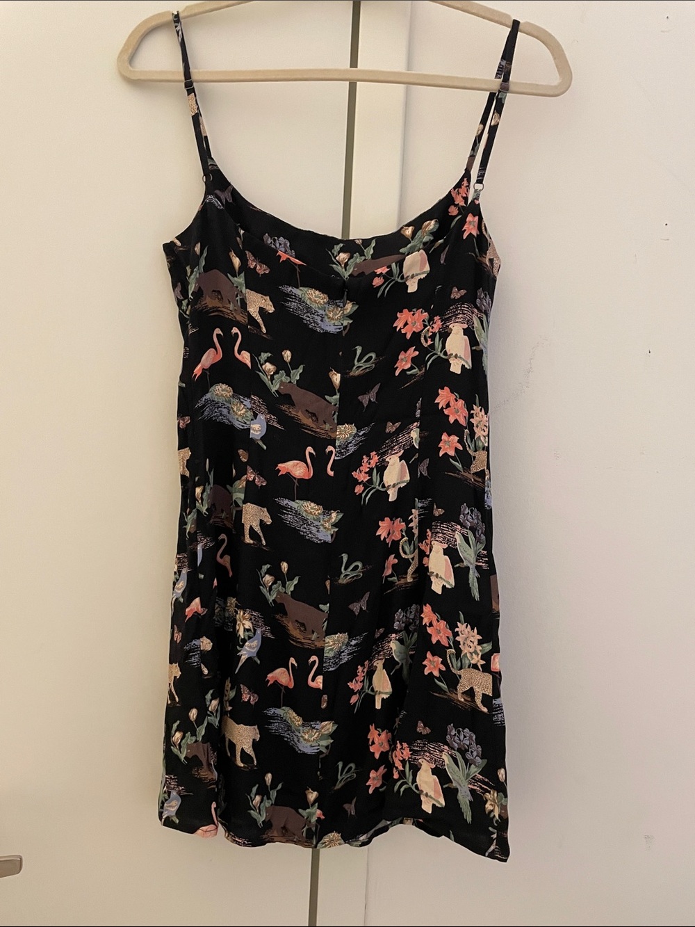 Reformation Brasilia Black Mini Slip Dress Jungle Animal Print 4 EUC - Picture 7 of 12